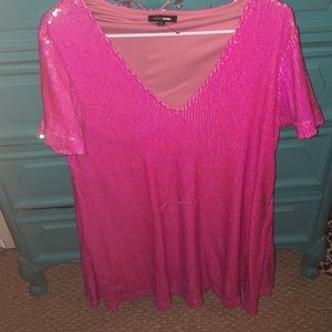 Pink sequined skater dress